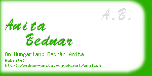 anita bednar business card