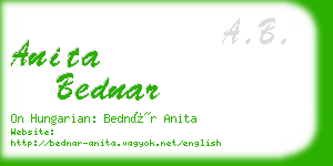 anita bednar business card